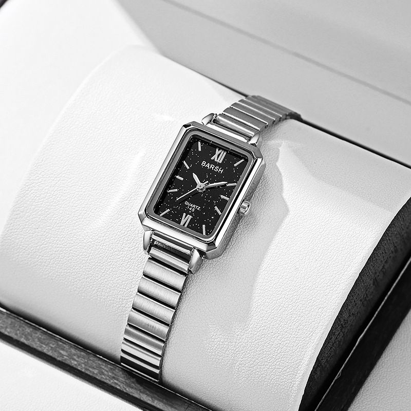 Nuovo orologio da donna, stile semplice, con numeri romani, elegante, piccolo quadrante quadrato, orologio da polso per studenti, cinturino in acciaio al quarzo_voghion.com