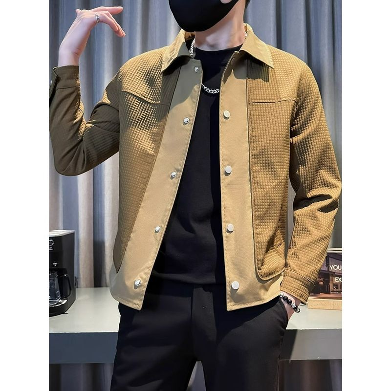 Herren-Arbeitsjacke aus Waffelstrick – Minimalistische Alternative zum Freizeitblazer (M-3XL, Weiß/Schwarz/Khaki)_voghion.com