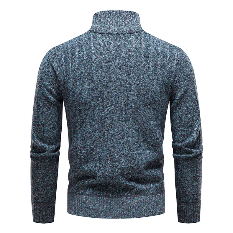 Herbst/Winter Herren-Pullover mit Stehkragen, Business-Streifen und Fleece-Pullover für Herren_voghion.com