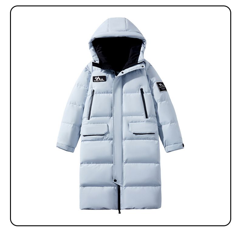 750FP Langer Puffermantel – Winddichte Daunenjacke mit Kapuze (S-3XL, 90 % weiße Entenfüllung, Übergröße, Polyester-Außenmaterial)_voghion.com