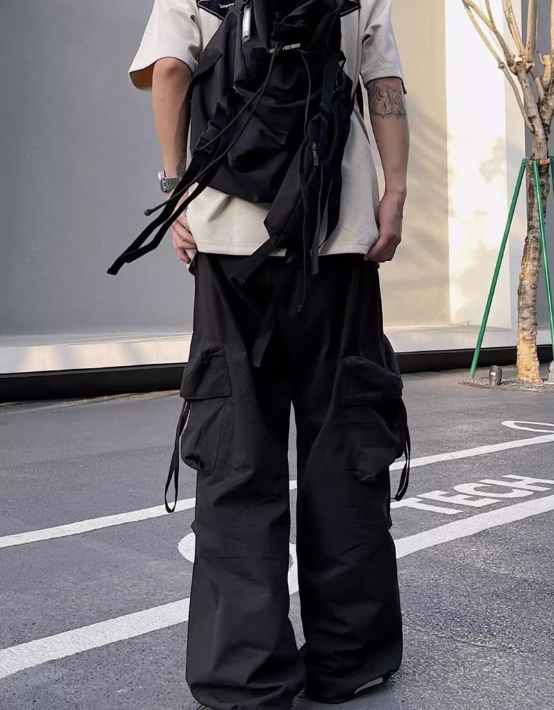 Herrenbekleidung High Street Vibe Gerade Overalls für Männer und Frauen Frühling und Sommer Lockere vielseitige blaue Hose mit weitem Bein Dopaminhose_voghion.com