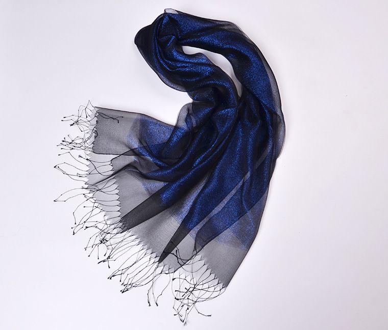 spring and summer mulberry silk scarf sunscreen shawl double-layer contrast color gold tassel silk organza scarf  _voghion.com