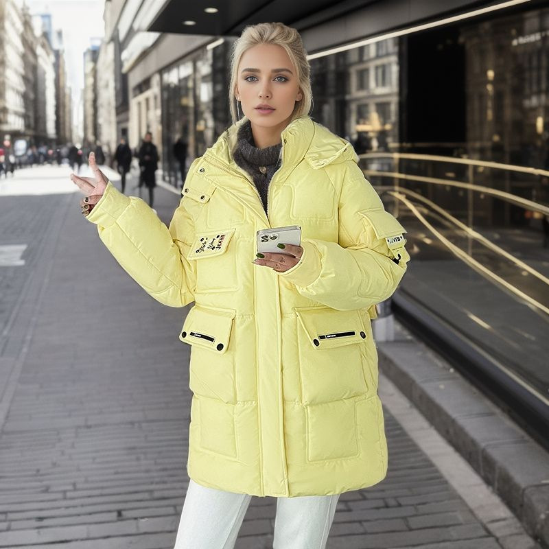 Damen Warme Jacke Wattierte Jacke im langen Winter Neue Dicke Winddichte Warme Wattierte Jacke Ausländische Luft Wattierte Jacke_voghion.com