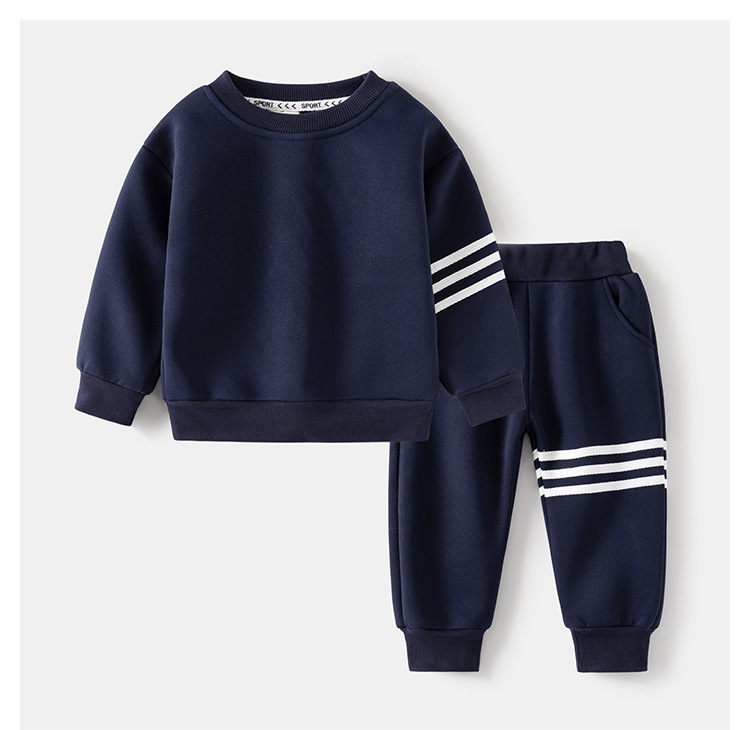 Vêtements de sport coréens en peluche, édition automne 2023, deux pièces, pull pour bébé garçon, ensemble décontracté pour enfants_voghion.com