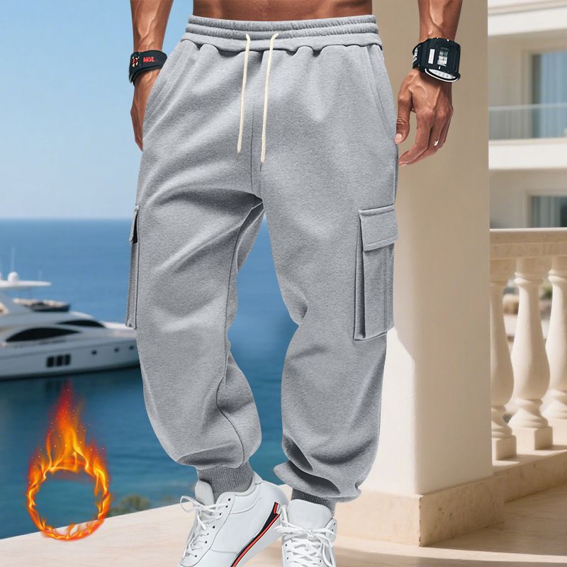 Pantaloni cargo da uomo foderati in pile - Jogger casual caldi invernali con tasche multiple, vestibilità ampia, vita elastica, comodi ed eleganti per l'uso quotidiano_voghion.com