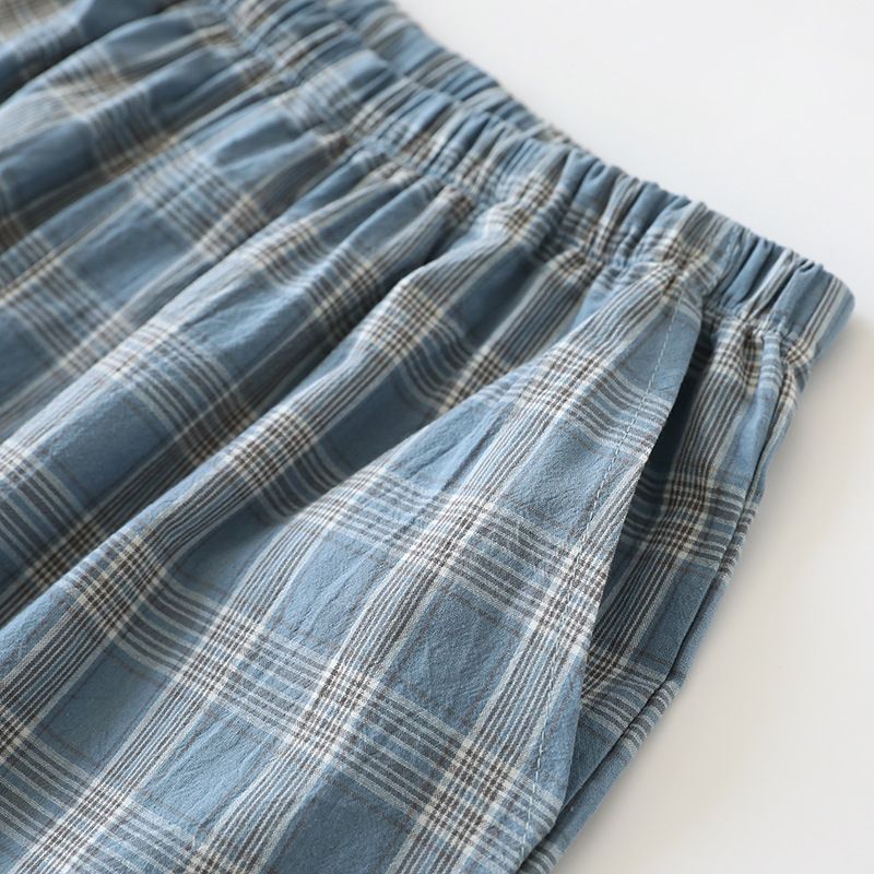"Japanese Plaid" Men's Pajama Pants Shorts | Spring, Summer And Autumn Thin Pure Cotton, Loose Five-point Home Pants, Comfortable And Breathable_voghion.com