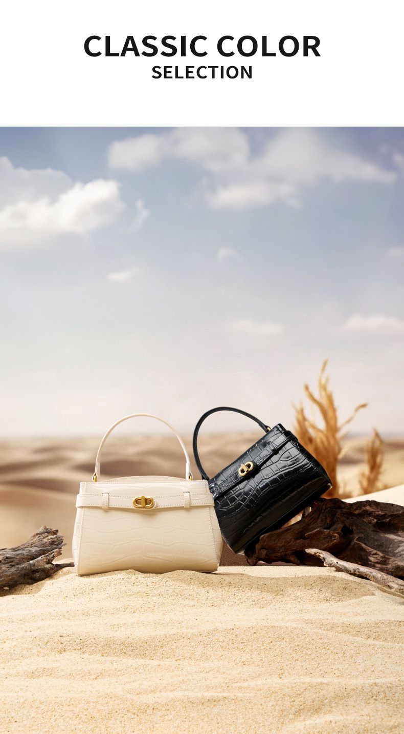 Large Size Women's High End Crocodile Pattern Lock Small Square Bag New Genuine Leather Handbag Commuter Messenger Bag_voghion.com