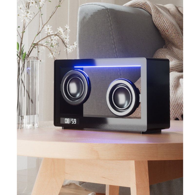 Bureau E-Sports RGB Coloré Créatif Bluetooth Avec Horloge Double Haut-parleurs Maison Haut-Parleur Transparent_voghion.com