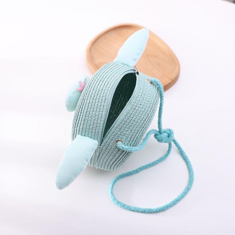 Borsa carina per bambini a forma di pinguino, turismo da spiaggia in paglia intrecciata, shopping, cappello parasole, cappello da vasca con cartoni animati_voghion.com