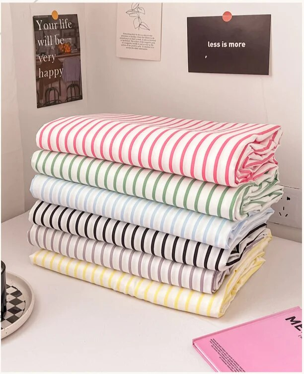 Summer Inns Sweet Cool Blog Stile principale Set di lenzuola a quattro pezzi a righe semplici colorate per la biancheria da letto del dormitorio degli studenti_voghion.com