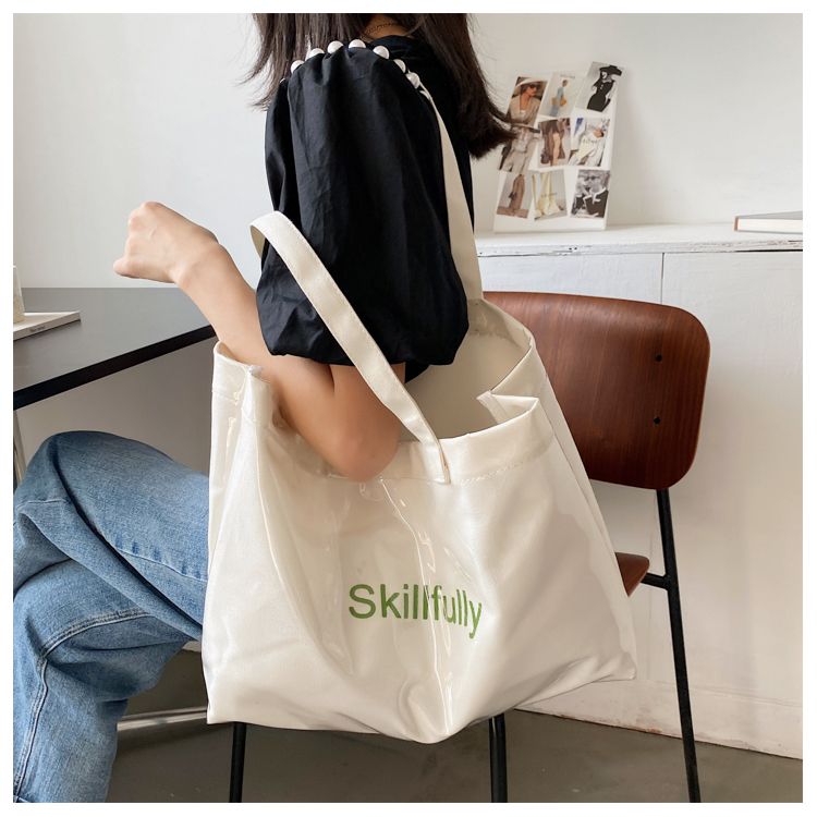 Borsa a tracolla singola alla moda, di grande capacità, da donna, versione coreana, sottobraccio, borsa tote trasparente alla moda e semplice_voghion.com