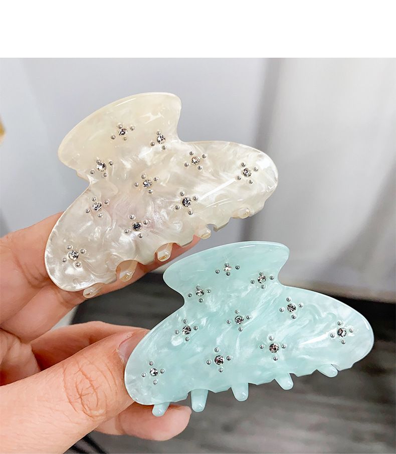 Fermaglio per capelli in acrilico con fiore, stile di lusso, di alta qualità, tempestato di diamanti, semplice e con atmosfera personale._voghion.com