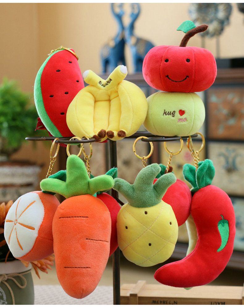 Obst und Gemüse Plüschanhänger Kreative Actionfigur Spielzeuganhänger Süße Puppe Geschenk Schlüsselanhänger_voghion.com
