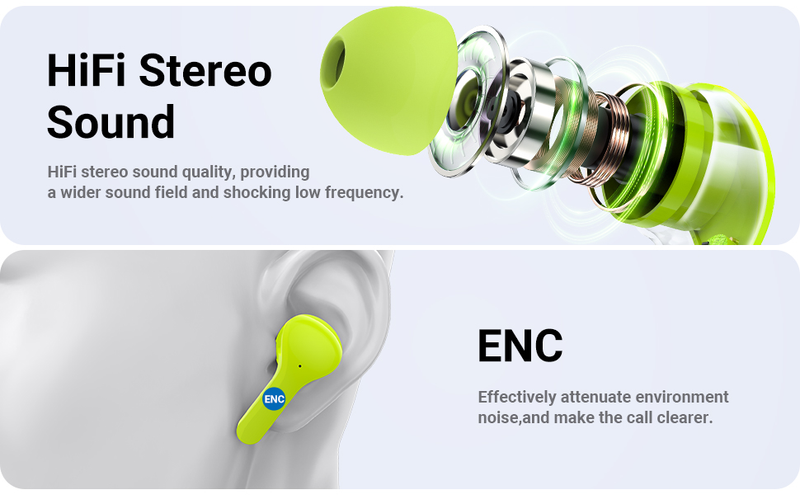 T6 Tws Earpuds Wireless Bluetooth 5.0 Sport Gaming Headsets Noise Reduction Earbuds Mic Headp with LED Display_voghion.com