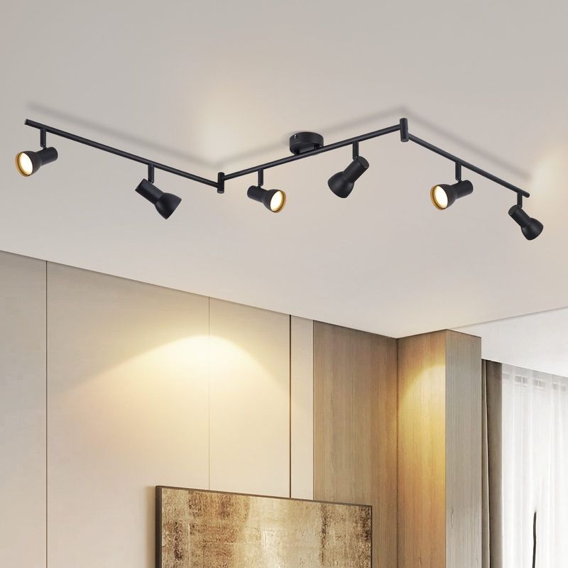 Glitzerlife Deckenstrahler 6 Flammig Deckenleuchte Schwarz - Deckenlampe Modern Design Strahler Innen Metall GU10 Deckenspots 350°Schwenkbar Spots Für Wohnzimmer_voghion.com