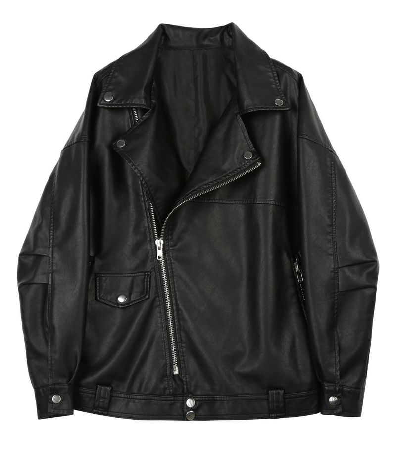 Autumn Winter Street Style Sweet Cool Spicy Leather Loose Oversize Versatile Padded Jacket For Women_voghion.com