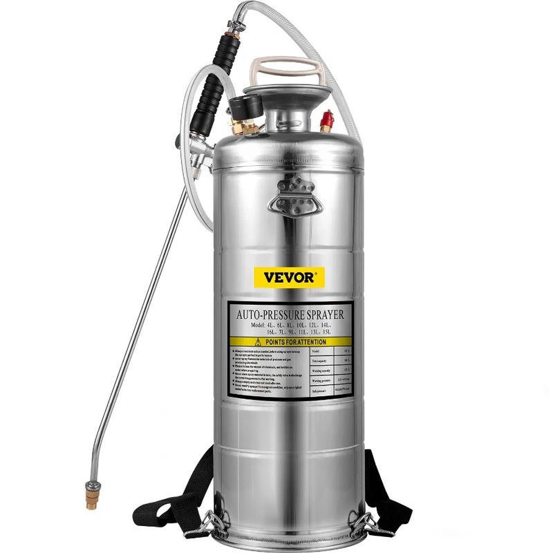 Pressione L 3.5Gal Mano 20 Tubo flessibile rinforzato Manometro e pompa di sicurezza Bacchetta in acciaio e maniglia da 3 piedi e con spruzzatore in acciaio inossidabile Spruzzatore con_voghion.com