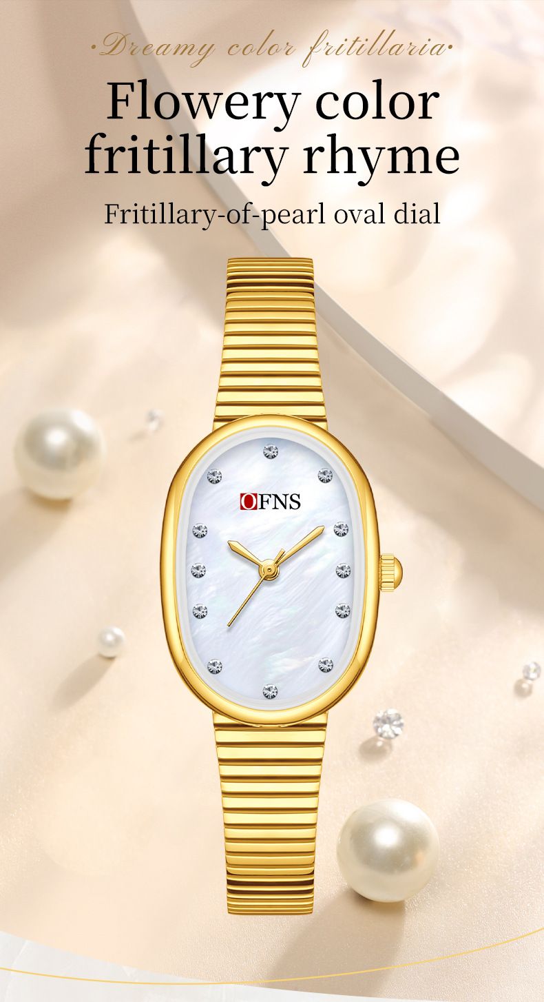 Orologio Madreperla Ovale Orologio al Quarzo Impermeabile Leggero Lusso Orologio da Donna_voghion.com