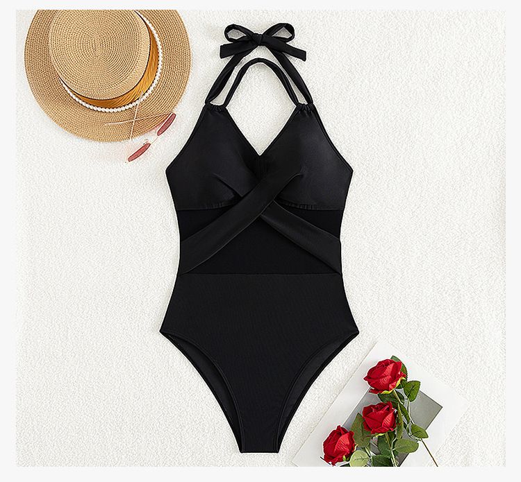 Maillot de bain une pièce sexy à la mode pour femmes, couleur unie, en maille, bikini_voghion.com