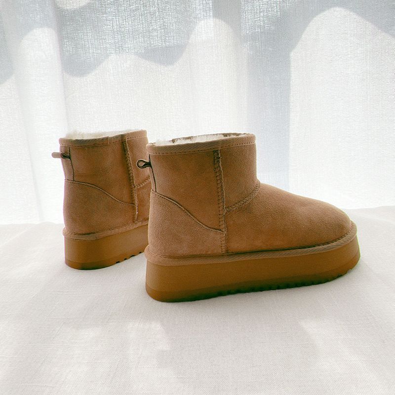 Botas de nieve con plataforma para mujer, de piel, antideslizantes, para uso exterior, botas de mujer para otoño e invierno, cálidas, con muffins y zapatos de invierno cortos_voghion.com