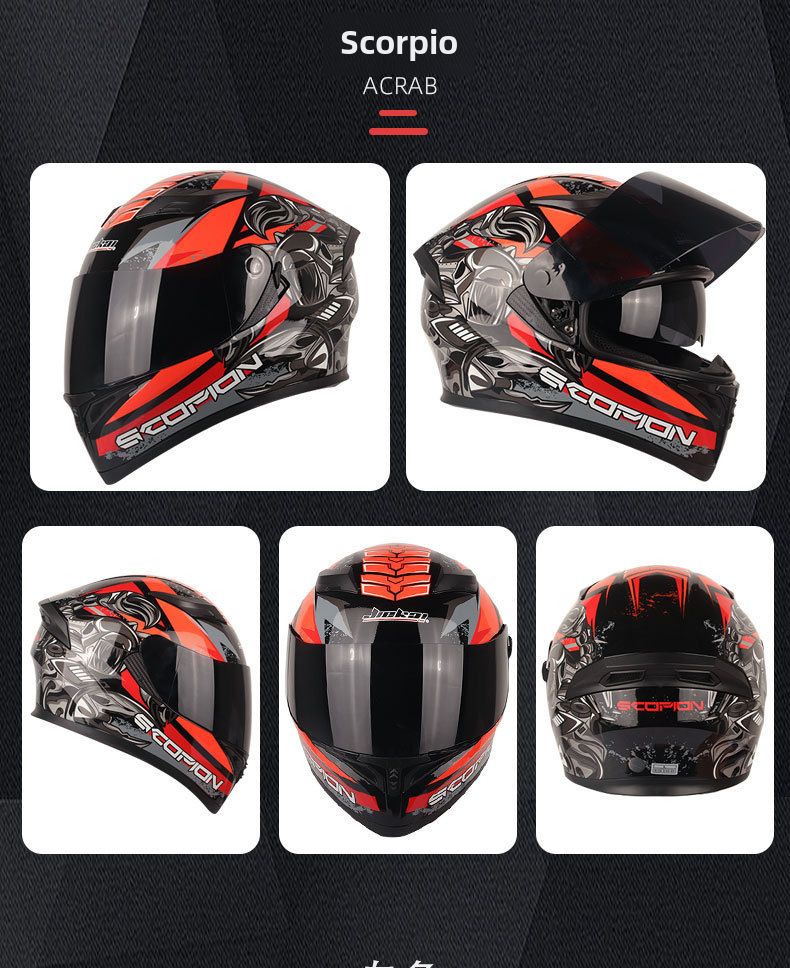 Doppellinsen-Motorradhelm Herren-Trailrunning-Helm Elektrischer Damen-Winter-Vollschutzhut-Integralhelm_voghion.com