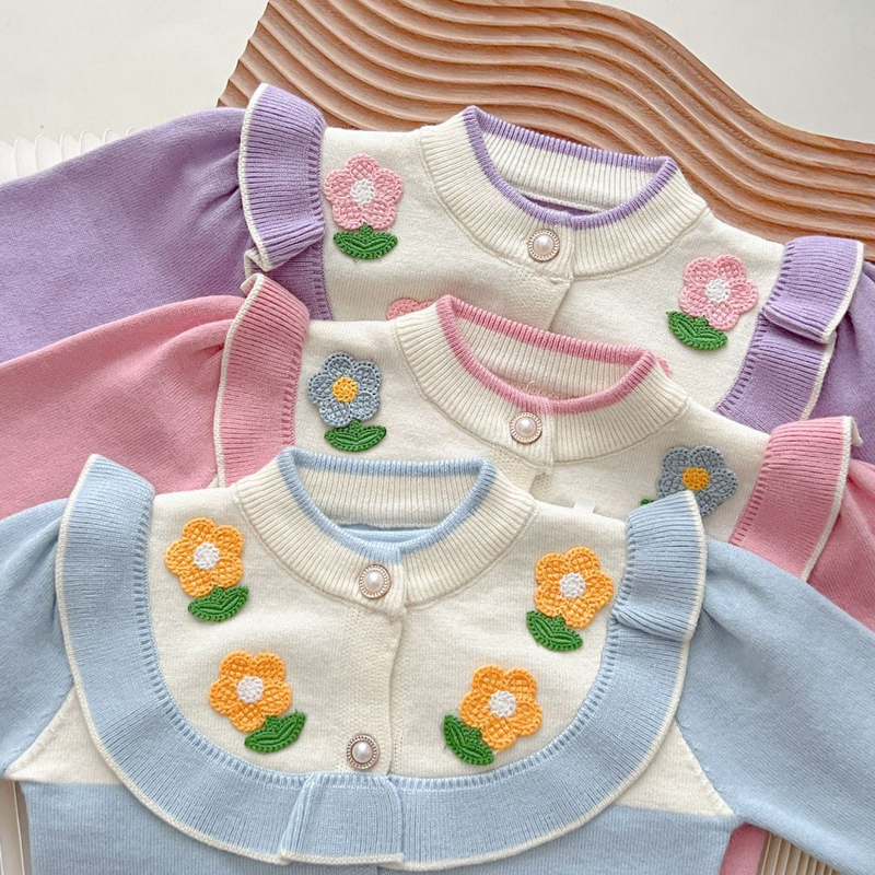 JINYONG Mädchen Neues, gestricktes, zweiteiliges, süßes und modisches Pulloverkleid mit Aufklebern_voghion.com