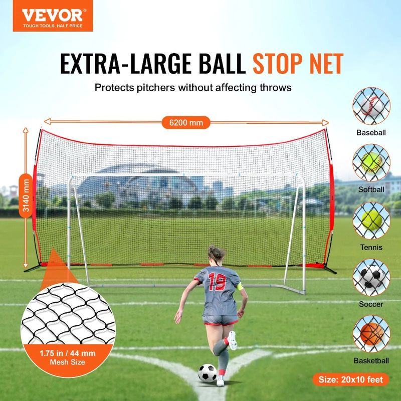 Practice Backstop Portable Ft B Ball Barrier For Barricade Netting Sports Net Carry With Bag Protection Equipment 20x10 Screen_voghion.com