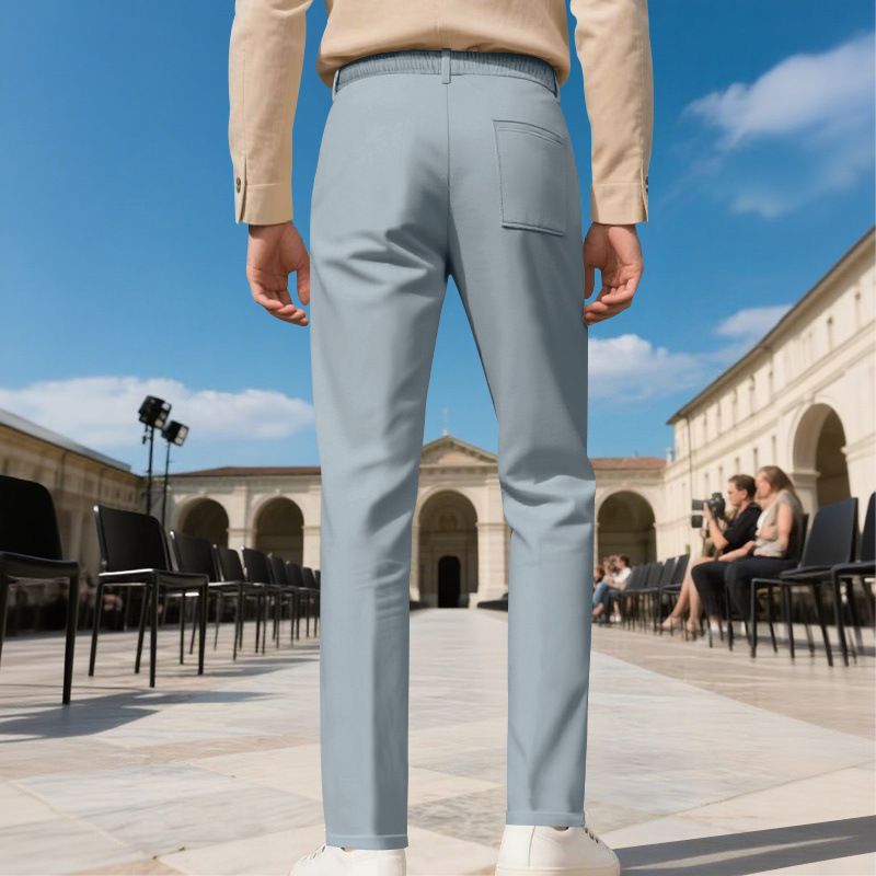 Herrenbekleidung Slim Fit Herren Freizeithose mit schmal zulaufendem Bein – leichtes Polyester, bequem und stilvoll (Khaki, Marineblau, Schwarz, Armeegrün, Hellblau, Braun)_voghion.com