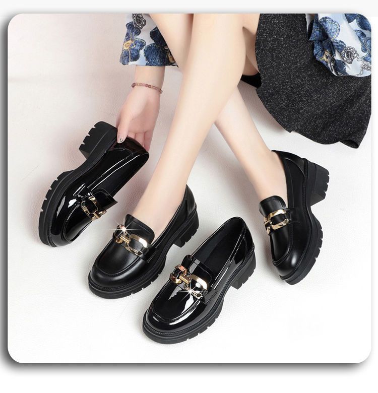 Mocassini da donna in pelle, scarpe basse in stile britannico, impermeabili, giapponesi, con suola piatta, in pelle verniciata._voghion.com