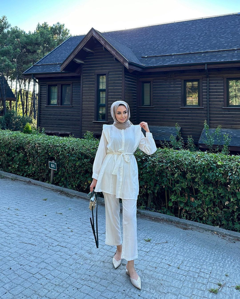 Women's autumn wrinkled long-sleeved lace-up shirt straight long casual suit_voghion.com