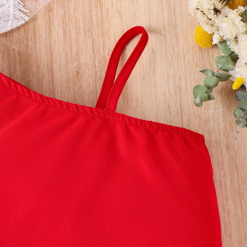 Nel vento e nell'estate, top senza maniche con tracolla diagonale in tinta unita per bambini con bordo in legno per orecchie, da lavoro_voghion.com