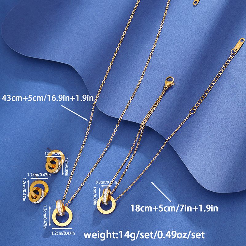 Set di gioielli da sposa per banchetti alla moda da donna, nuovo set di tre pezzi con bracciale, collana, orecchini e doppio anello, set di gioielli di vendita calda_voghion.com