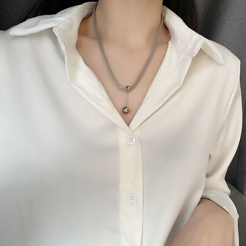 Collier épais et audacieux en acier titane Yuxi, résistant à la lumière, pour couple, style cubain, pour hommes et femmes, niche texturée_voghion.com