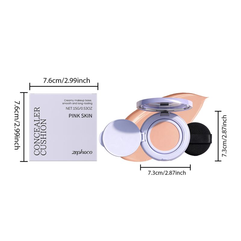 Zephoco Purple Concealer, natürliche Make-up-Grundlage, leicht und bequem, zarte Textur, nicht kuchenartig, mattes Kissen_voghion.com