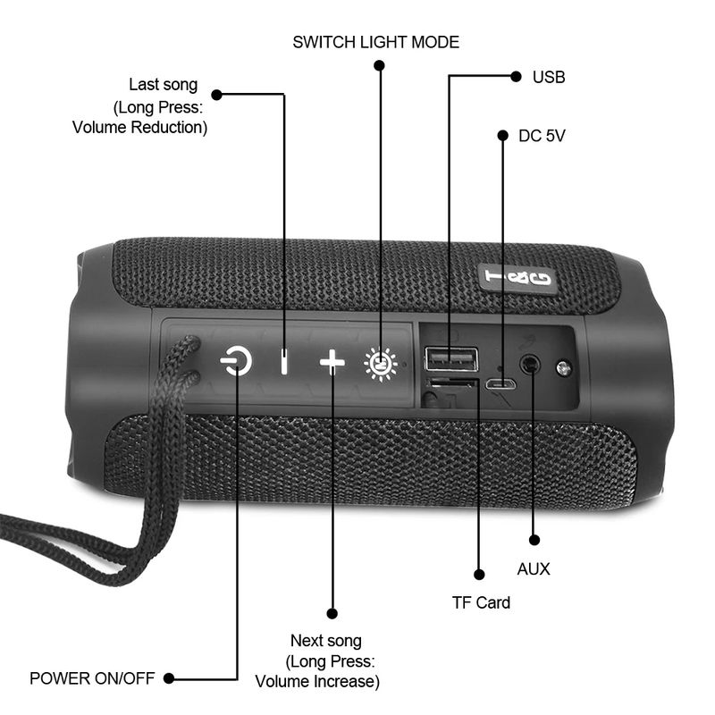 227 Waterproof With Lamp Outdoor Portable Upright Wireless Compatible Speaker Player Supports USB/ TF/ FM Radio Music_voghion.com