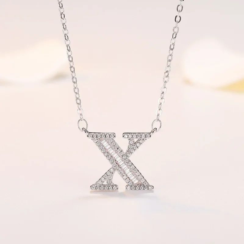 Klassiskt Sterg Sier Nytt Gnistrande A~Ö Bokstav Hänge Halsband Utsökt Ljus Charm Damsmycken Överraskningspresent_voghion.com