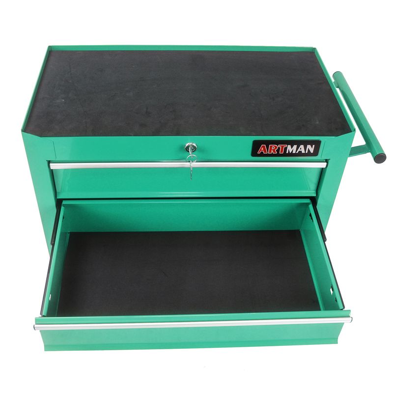 5 Drawer Tool Chest, Tool Storage Cabinet For Garage Storage With 4 Wheels And Locking System, GREEN_voghion.com