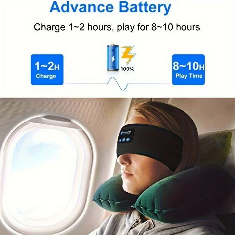Bluetooth Music Sleep Eye Mask Headband - Wireless Headband With Call Function For Yoga, Sports & Leisure (Soft Headwrap)_voghion.com