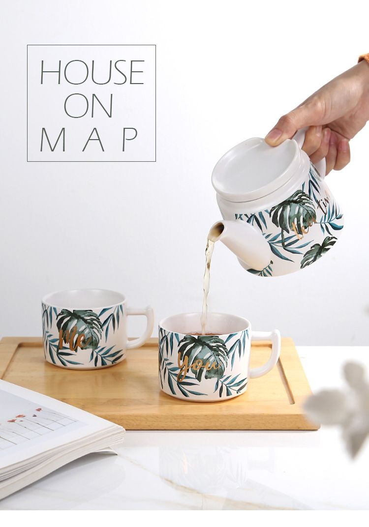 Ceramic Tea Set - Stackable Flower Tea Pot With 2 Cups & Infuser Perfect For Afternoon Tea_voghion.com
