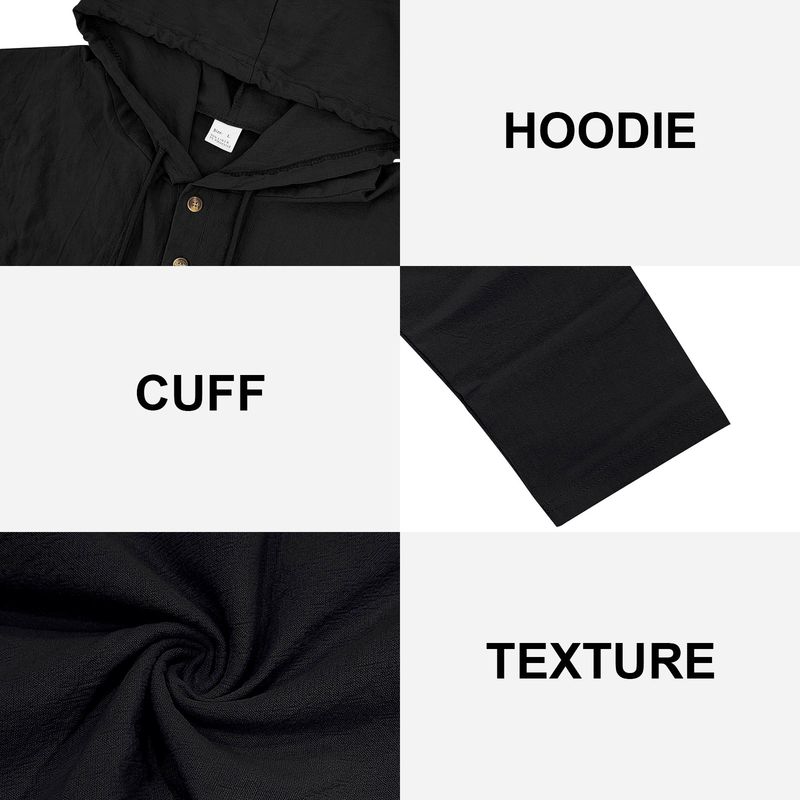 Lente en herfst lang mouwen linnen overhemd heren capuchon casual losse T-shirt trui heren_voghion.com