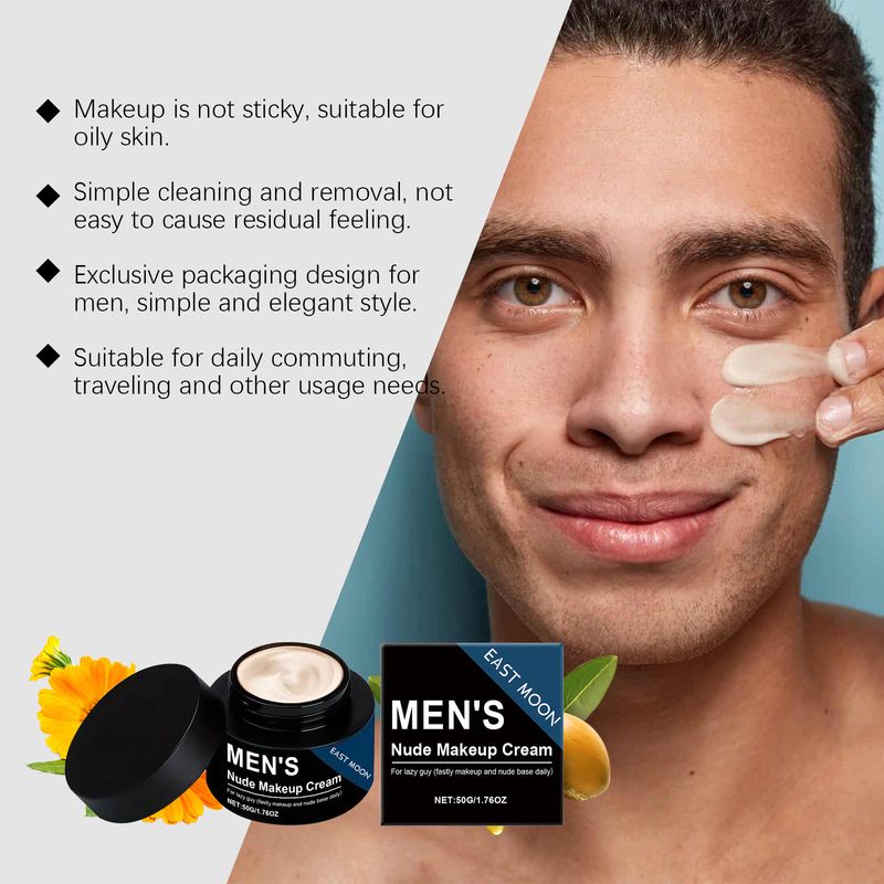 EAST MOON Men's Bare Face Cream Natural Nude Light Transparent Moisturizing Texture Concealer Waterproof Sweatproof_voghion.com
