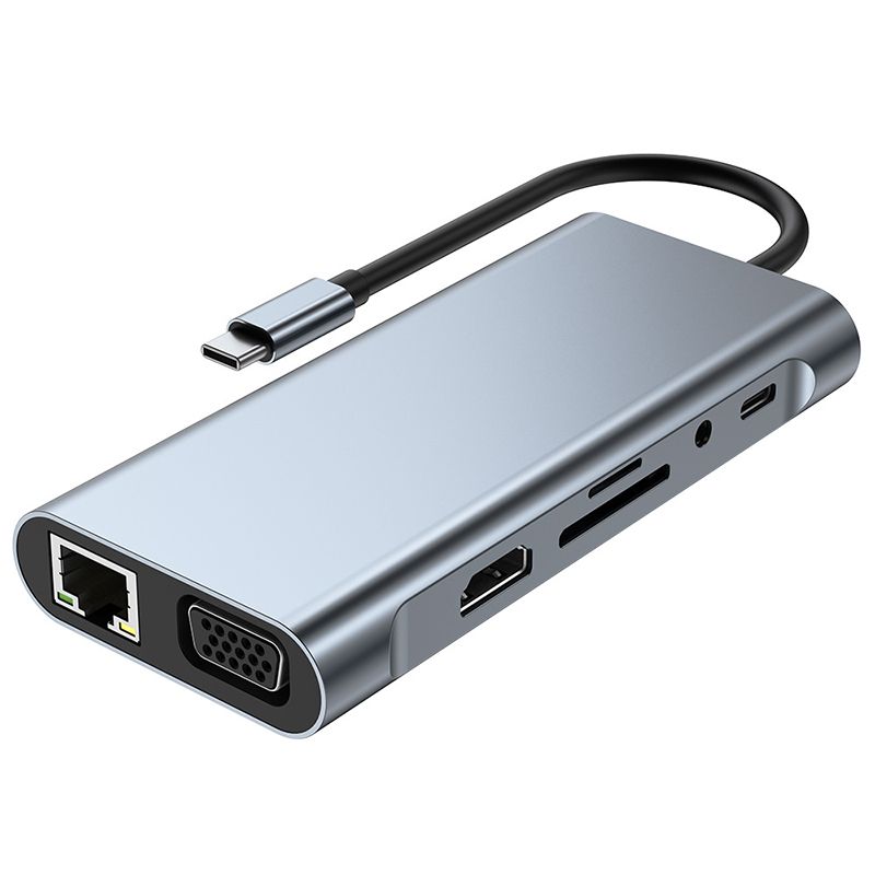 Hub USB C Type C vers HDMI-compatible RJ45 5 6 8 11 ports Dock avec PD TF SD AUX Hub USB 3 0 Splitter pour MacBook Air Pro PC HUB_voghion.com