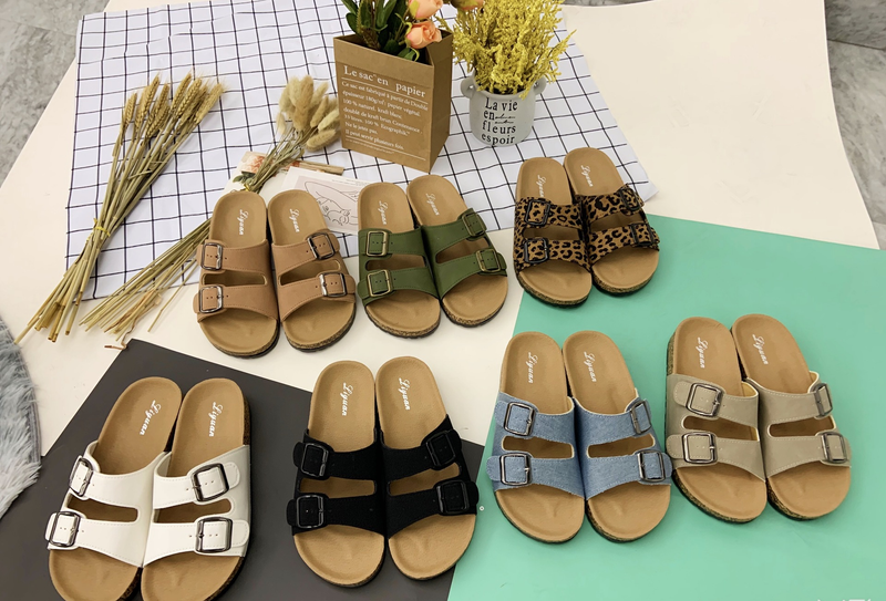 2023 Zapatillas de Comercio Exterior Transfronterizo Sandalias y Zapatillas de Mujer Zapatillas de Playa de Ocio Zapatillas de Corcho con Doble Hebilla Punto de Fábrica_voghion.com