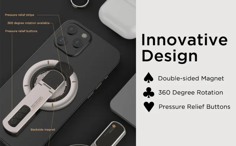Double Magnetic Holder & Ring 360° Rotatable Stand, Universal Strong Grip Phone Mount For IPhone 12/13/14/15/16 Series_voghion.com