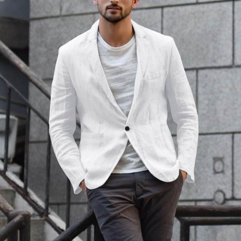 Leichter Herren-Freizeitblazer aus Leinenmischung – Atmungsaktive, unstrukturierte Einreiherjacke (minimalistisch, maschinenwaschbar)_voghion.com