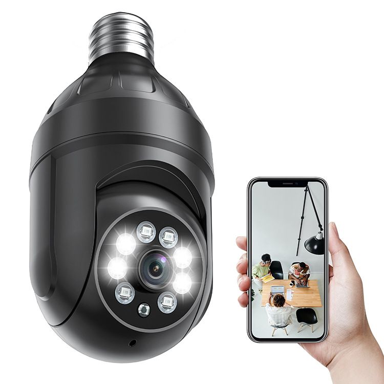 Cámara WiFi inalámbrica de 360 grados con visión nocturna a todo color y bombilla E27 de alta definición_voghion.com