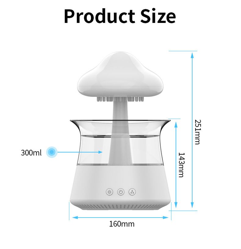 Pilzwolken-Luftbefeuchter für Zuhause – 500 ml Ultraschall-Luftbefeuchter mit großem Nebel und Diffusor für ätherische Öle, Nachtlicht, Fernbedienung, automatischer Abschaltung_voghion.com