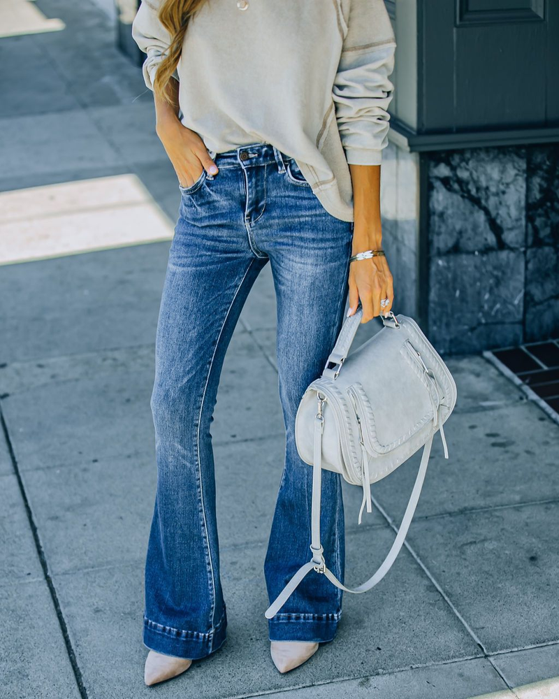Women's Vintage High-waisted Flare Jeans_voghion.com