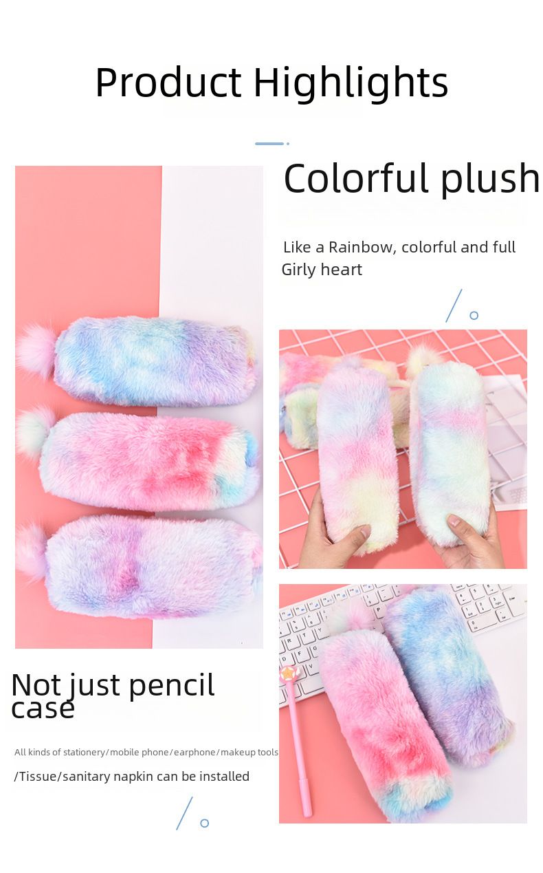 Scatola portapenne creativa in stile coreano con sfumatura, carina, in peluche, ottagono, astuccio per matite, a forma di cuore per ragazze, semplice borsa portaoggetti per studenti_voghion.com