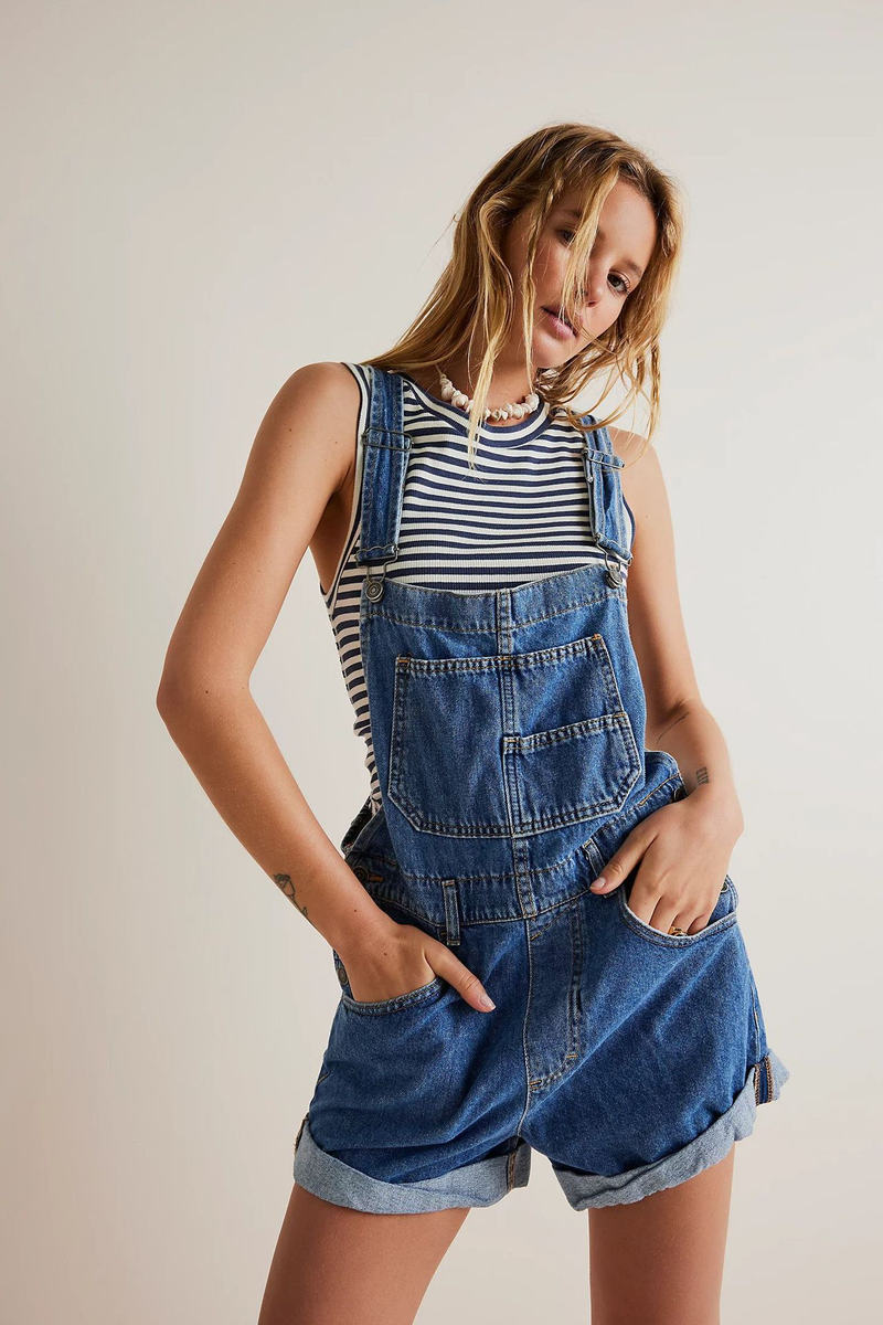Women's dress loose multi-pocket suspender jeans for women_voghion.com
